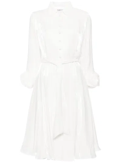Baruni Carina Satin Shirtdress In 白色