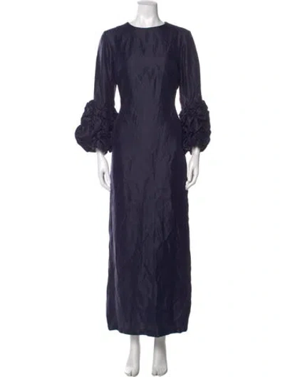 Pre-owned Baruni Crew Neck Long Dress W/ Tags In Blue