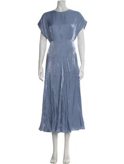 Pre-owned Baruni Crew Neck Midi Length Dress W/ Tags In Blue