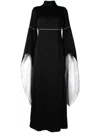 Baruni Elizabeth Cape-design Maxi Dress In Black