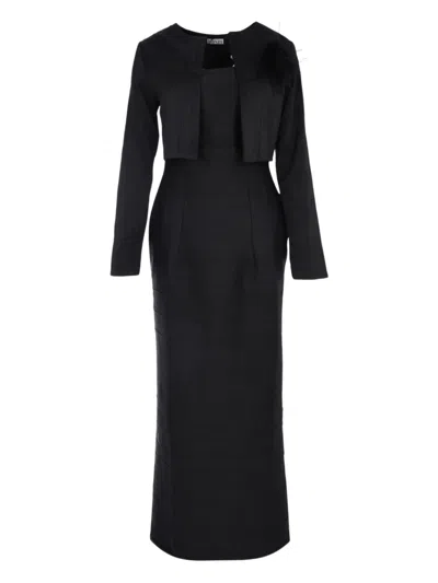 Baruni Feather-embellished Dressand Jacket Set In Black