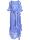 Baruni Feather-trim Maxi Dress In Blue