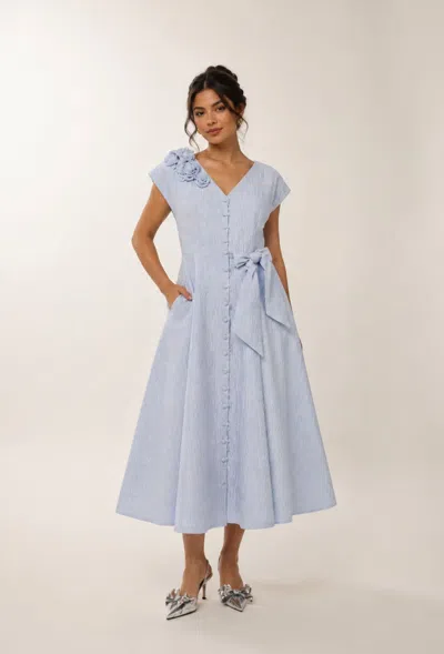 Baruni Johara Jacquard Midi Dress In Blue