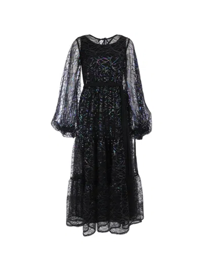 Baruni Jumana Long-sleeve Maxi Dress In Black