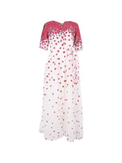 Baruni Lobelia Floral Tie Maxi Dress In White