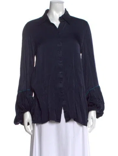 Pre-owned Baruni Long Sleeve Blouse In Blue