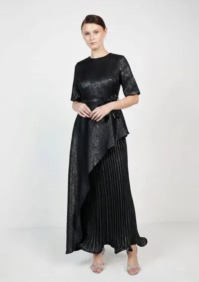 Baruni Marigold Metallic Occasion Dress In Black