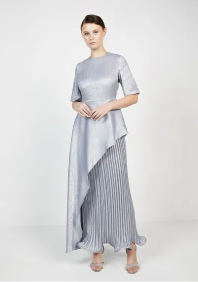 Baruni Marigold Metallic Occasion Dress In Silver