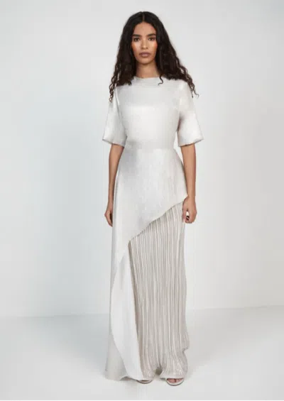 Baruni Marigold Metallic Occasion Dress In White