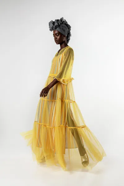 Baruni Maxi Tulle Dress In Yellow