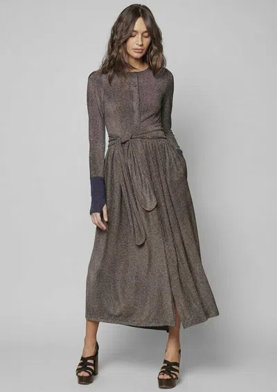 Baruni Midi Dress With Contrasting Cuffs. In Brown