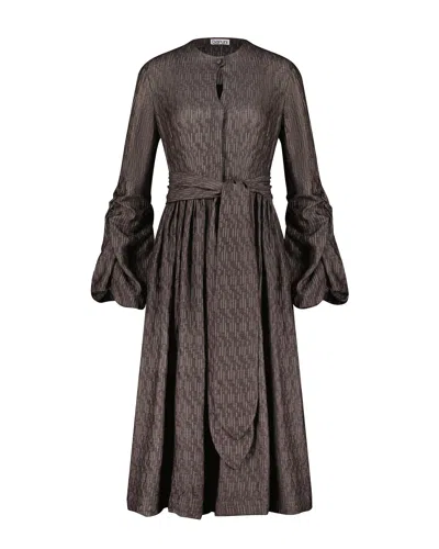 Baruni Midi Dress With Gathered Sleeves. In Black