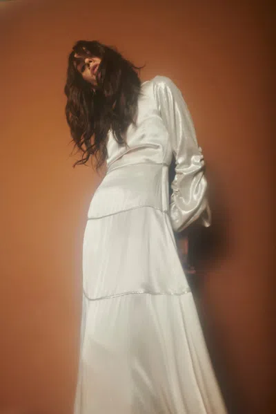 Baruni Midi Dress With High Collar. In Off White