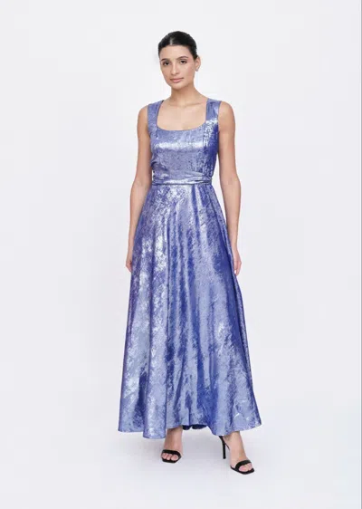 Baruni Monarda Metallic Maxi Dress. In Blue
