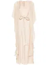 Baruni Nayeli Draped Kaftan Dress In Neutrals