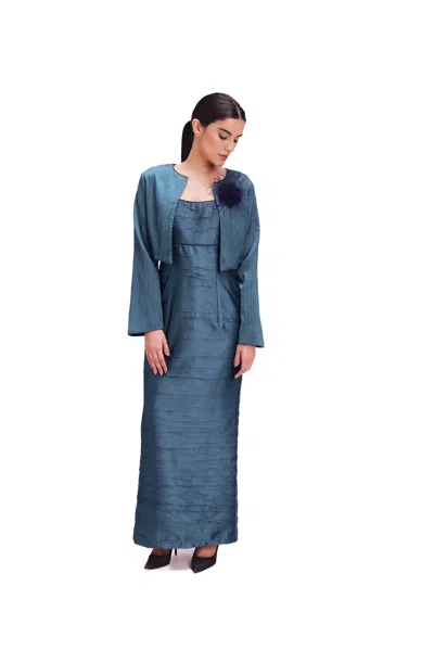Baruni Rawand Dress-jacket Set In Blue