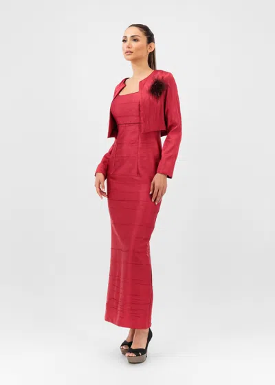 Baruni Rawand Dress-jacket Set In Red