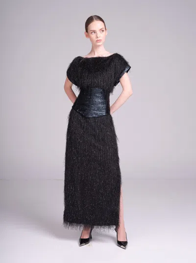 Baruni Razan Dress – Fringe Special Occasion Dress In Black