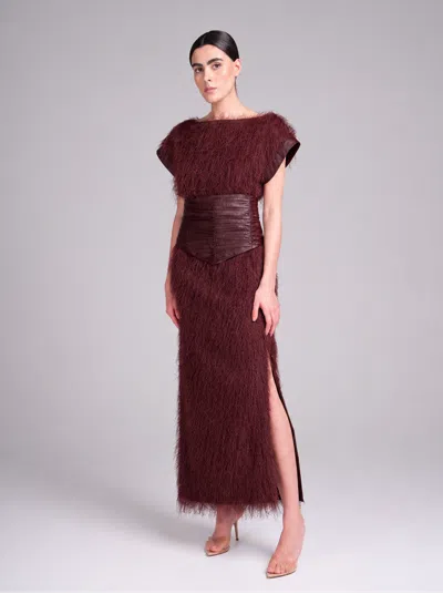 Baruni Razan Dress – Fringe Special Occasion Dress In Maroon
