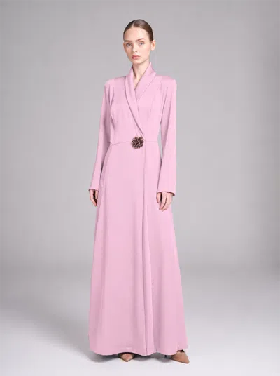 Baruni Rowan Dress – Long Sleeve Wrap Wedding Guest Dress In Pink
