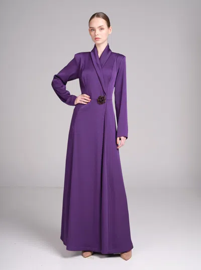 Baruni Rowan Dress – Long Sleeve Wrap Wedding Guest Dress In Purple
