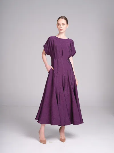 Baruni Ruba Dress – Jacquard Midi Cocktail Wedding Guest Dress In Purple