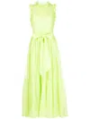 Baruni Ruffle-trim Belted Maxi Dress In Green