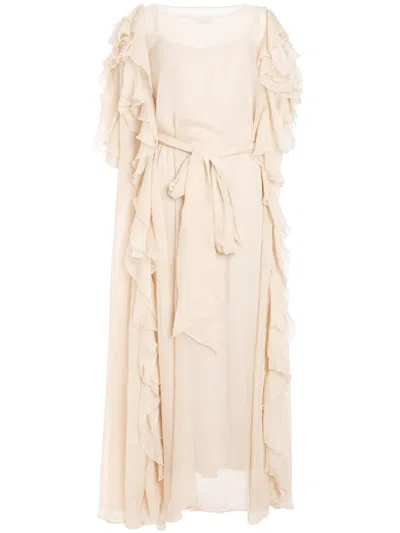 Baruni Ruffles Detachable Slip Dress In Neutrals