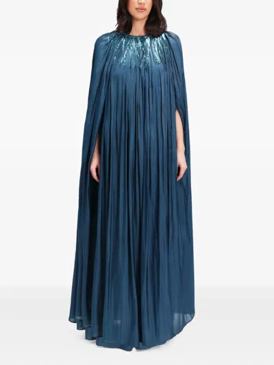 Baruni Sequin-embellished Pleated Dress In Blue