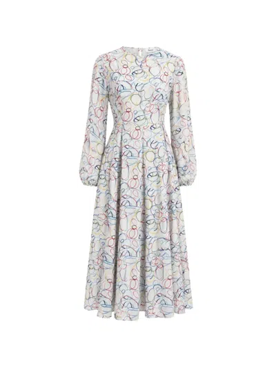 Baruni Abstract Print Midi Dress For Summer Occasions In Pattern