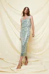 Baruni Straight Sequin Skirt In Blue Sequins
