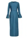 Baruni Talia Ruflle-cuffs Maxi Dress In Blue