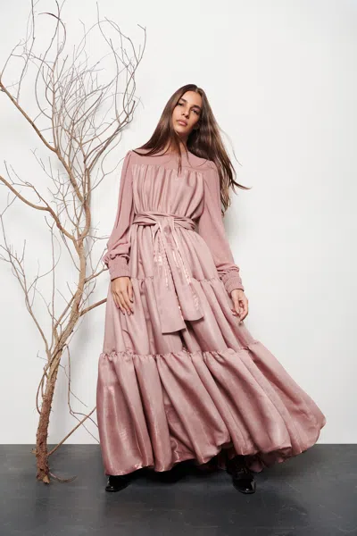 Baruni Tiered Flared Dress In Pink