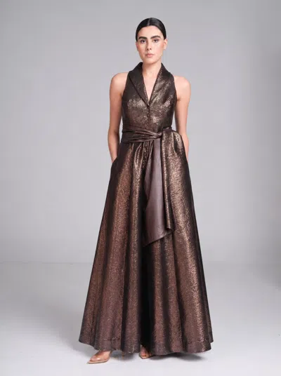 Baruni Victoria Gown – Jacquard Gala Gown In Bronze