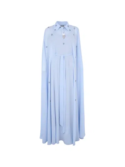 Baruni Yara Embellished Belted Maxi Dress In Blue