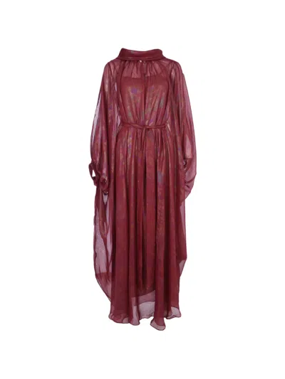 Baruni Zahra Tie-waist Maxi Dress In Burgundy