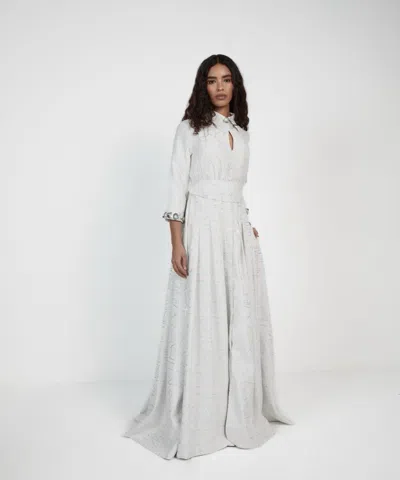 Baruni Zinnia Jacquard Shirt Gown. In White