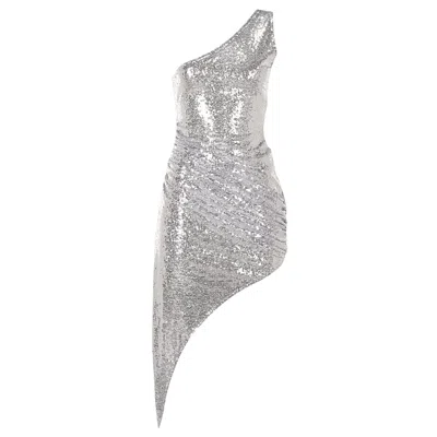 Basak Couture Women's  Silver Gown Dress