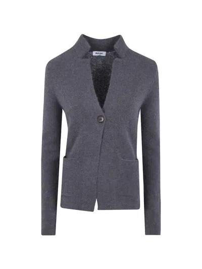 Base Alpaca-knit Single-button Cardigan In Black