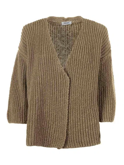 Base Beige Open Cardigan