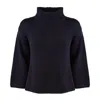 Baserange Base Blue Extra Fine Merino Wool Mock Neck Sweater In Blue