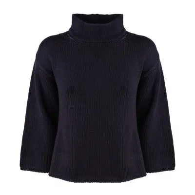 BASERANGE BASE BLUE EXTRA FINE MERINO WOOL MOCK NECK SWEATER