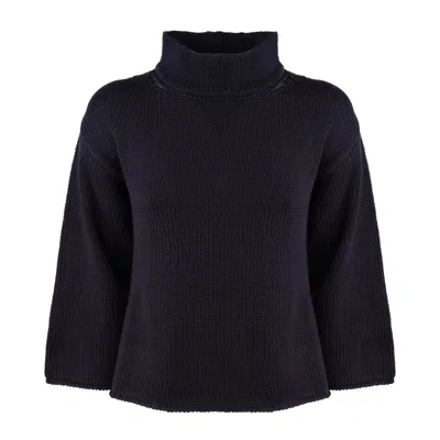 BASERANGE BASE BLUE EXTRA FINE MERINO WOOL MOCK NECK SWEATER