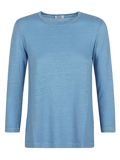 BASERANGE BLUE LINEN JERSEY LONG SLEEVE T-SHIRT