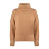 Baserange Base Camel Merino Wool Turtleneck Sweater In Brown
