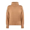 Baserange Base Camel Merino Wool Turtleneck Sweater In Brown