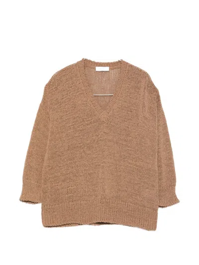 Base Cotton Blend Sweater In Brown