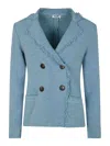 Baserange Double Breast Classic Jacket In Blue