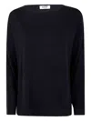 Base Extrafine Merino Wool Stretch Boatneck In Black