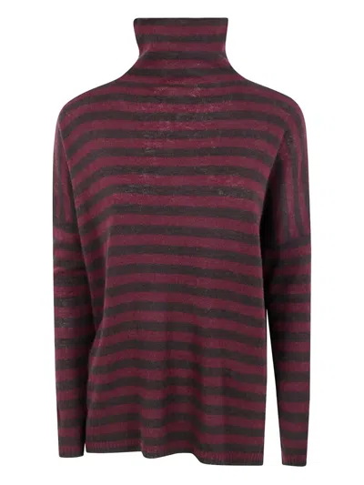 BASE EXTRAFINE MERINO WOOL STRIPED TURTLENECK,B2070.602 884 COFFE WINE